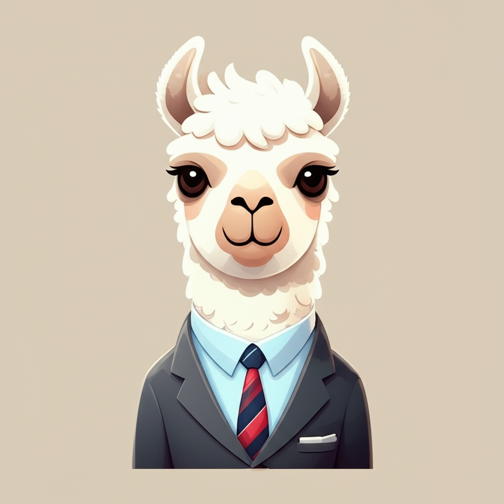 DramaLlama mascot in an office setting